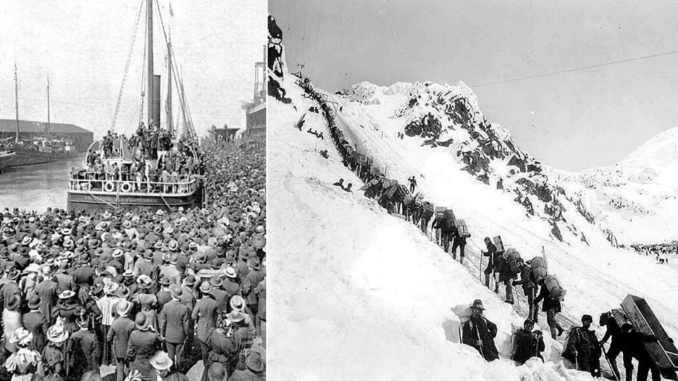 Parník Excelcior vyplouvá ze San Francisca na Klondike / Chilhootský průsmyk